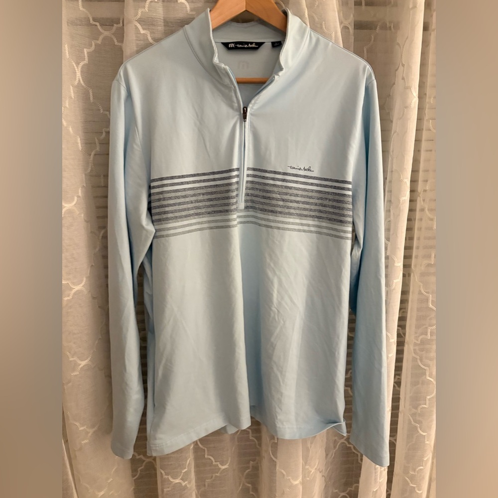 Travis Mathew Light Blue Quarter-Zip Jacket